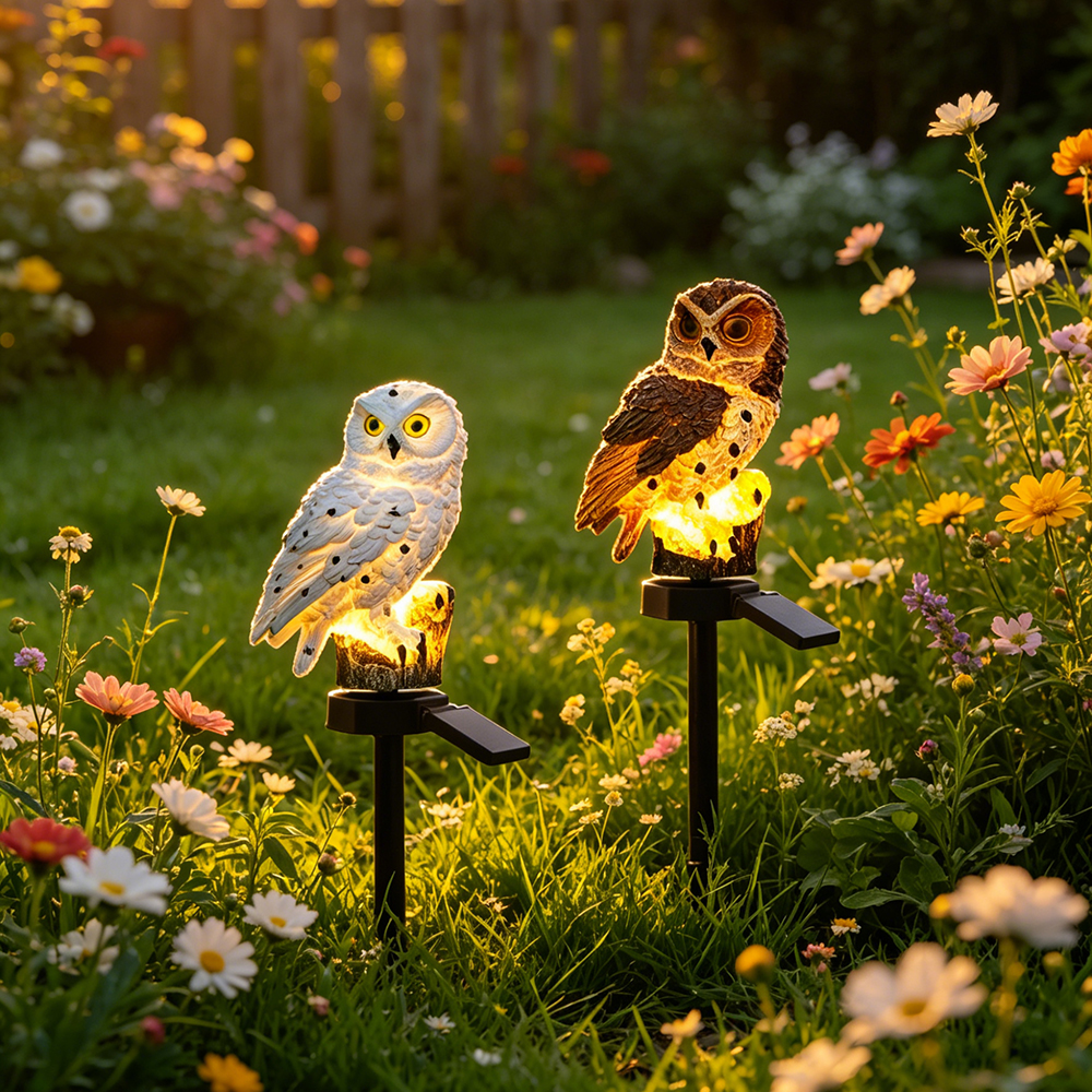 Outdoor Lighting Lamps - Owl Solar Light, Resin Owl Ground