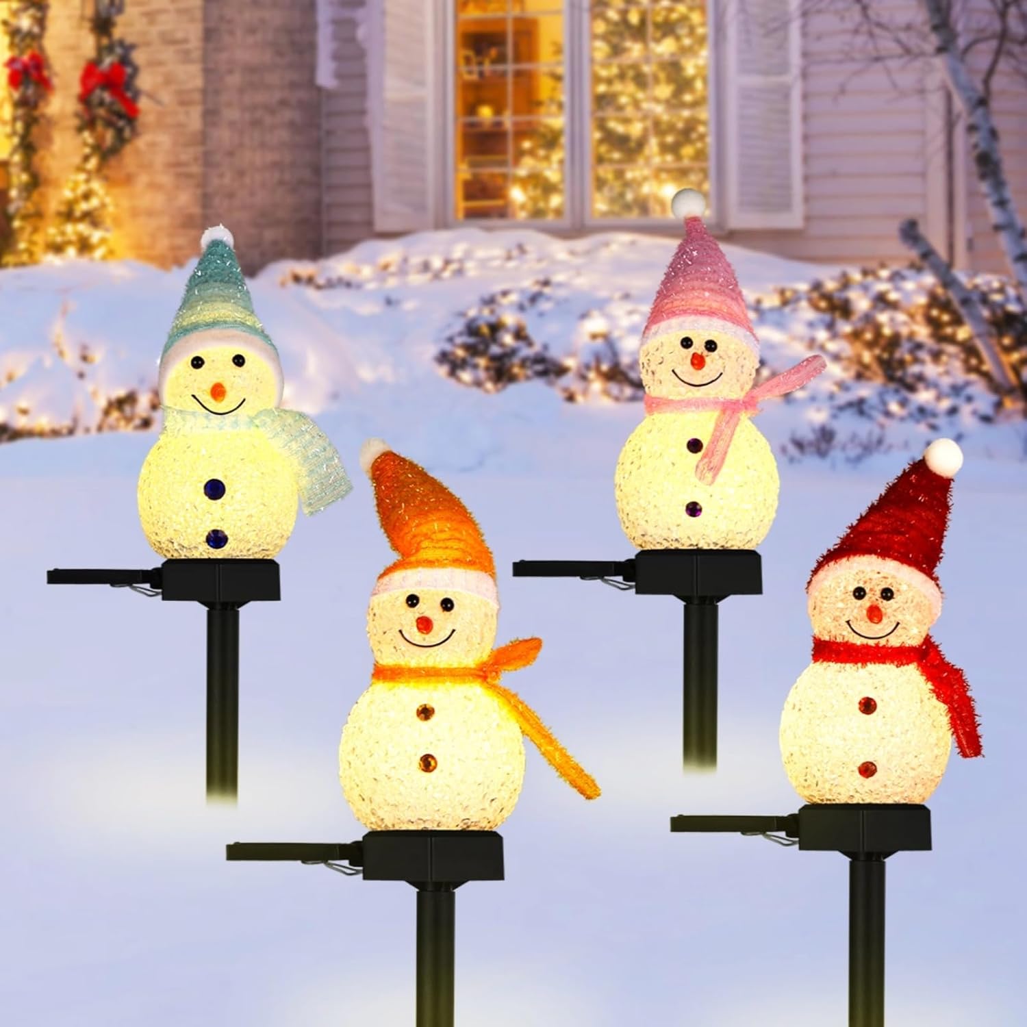 Xmas Outdoor Lighting Decorations - LED Snowman Solar Garden Light Outdoor