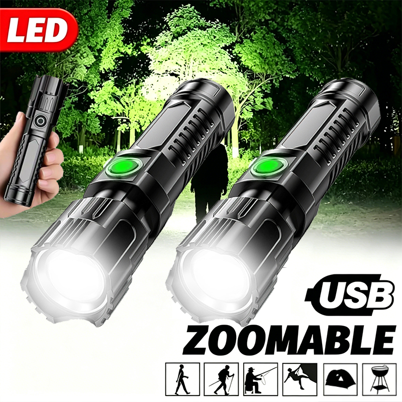 Zinc Outdoor Lighting - Super Bright LED Flashlight USB Rechargeable