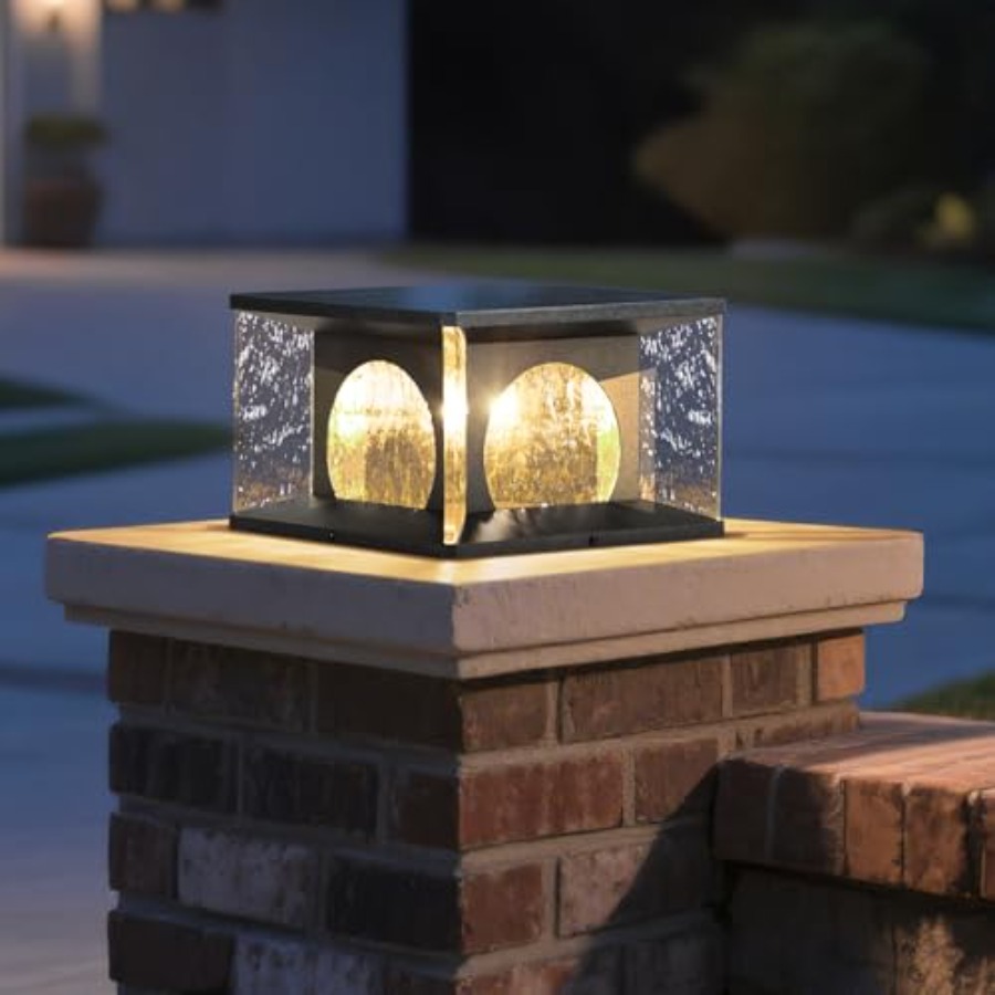 Outdoor Lighting Dusk To Dawn - Solar Post Lights 11.8 Pillar Light