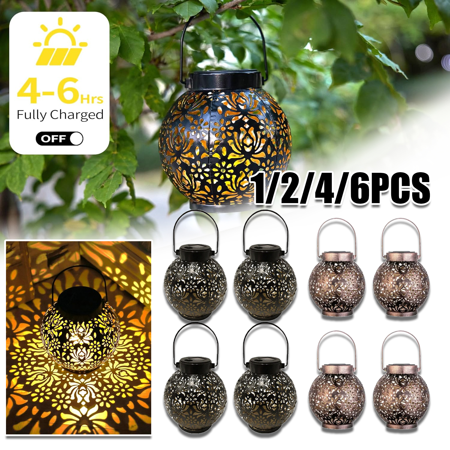 Outdoor Lighting Company - 1-6PCS Moroccan Solar Lanterns Outdoor Waterproof
