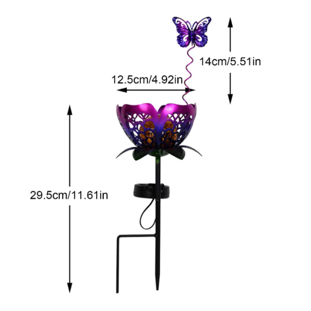Outdoor Lighting Ground Fixtures - Lotus Shaped Solar Powered Lamp Iron