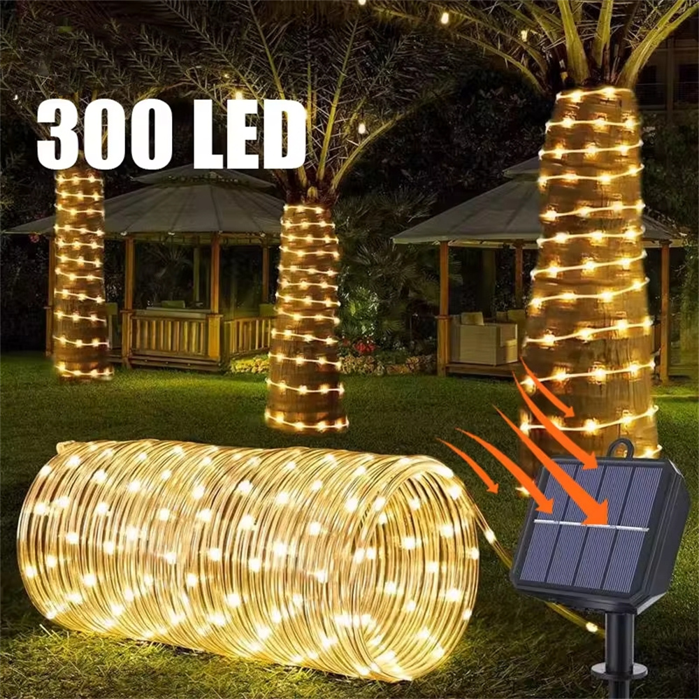 Xmas Outdoor Lighting Decorations - Solar Tube Rope Led Fairy Light
