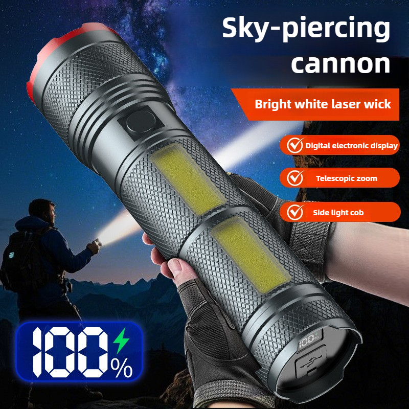 Outdoor Lighting Rechargeable - 7200mAh Highlight Flashlight COB Side Light