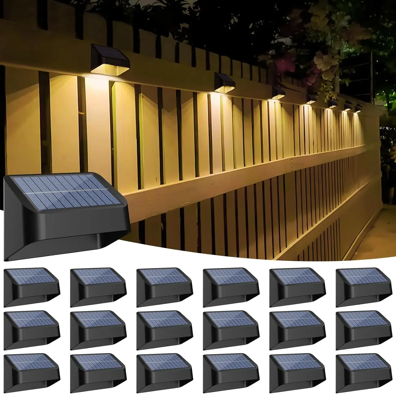 Outdoor Lighting Dusk To Dawn - Brighter Solar Fence Lights 18 Pack,