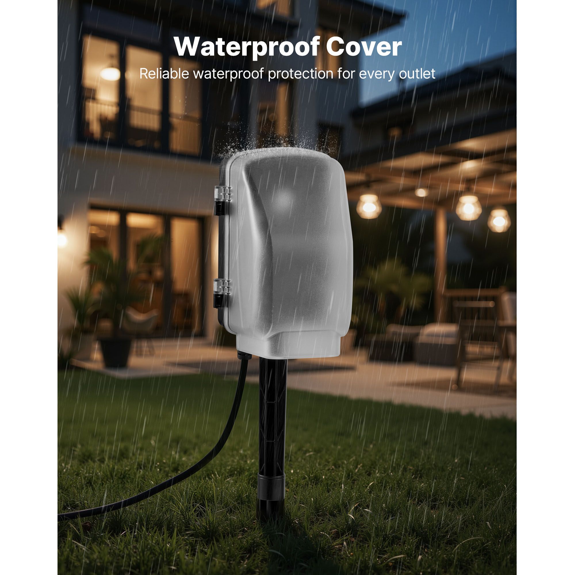 Outdoor Lighting With Outlet - Outdoor Power Stake 25FT Extension Cord