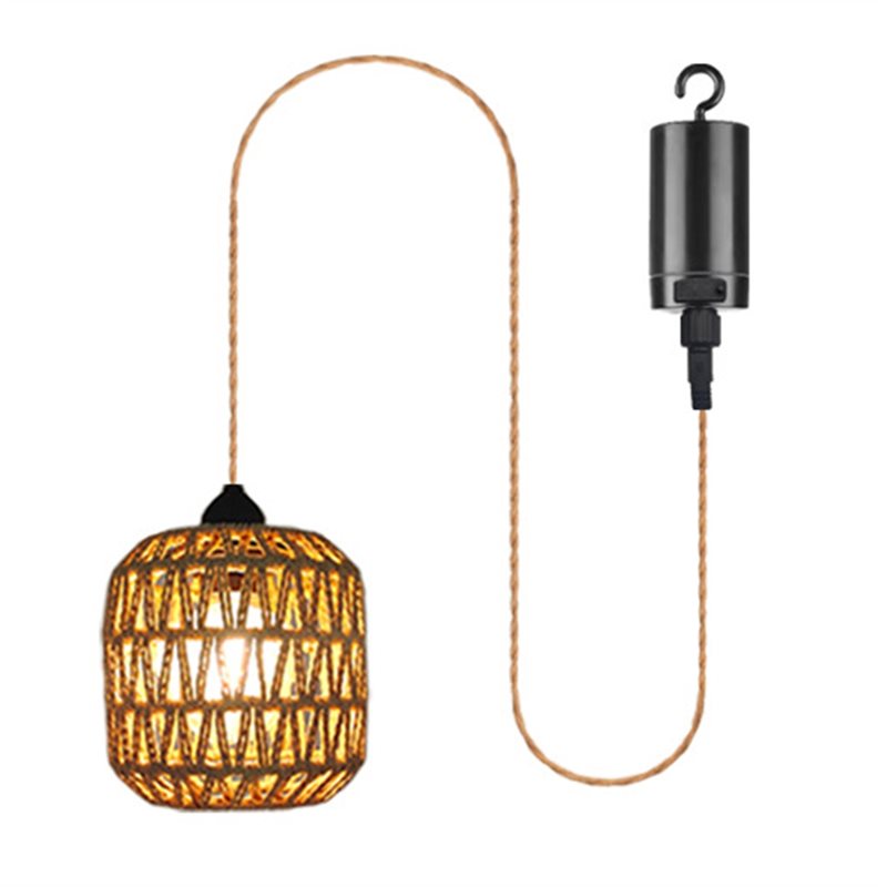 Outdoor Lighting Chandelier - EYFL-Woven Rattan Pendant Battery Powered Outdoor