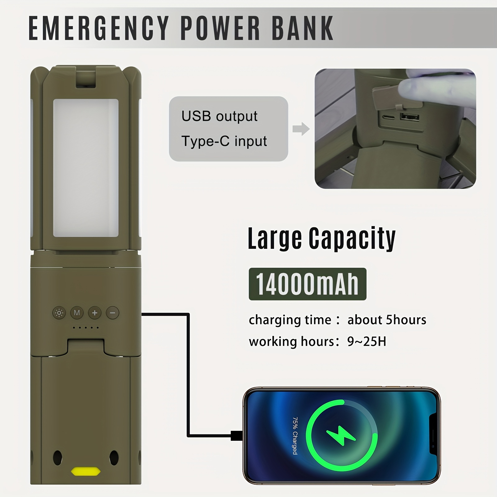 Camping Lantern, 14000mAh Rech - مراجعة Outdoor Lighting Lamps وسعره