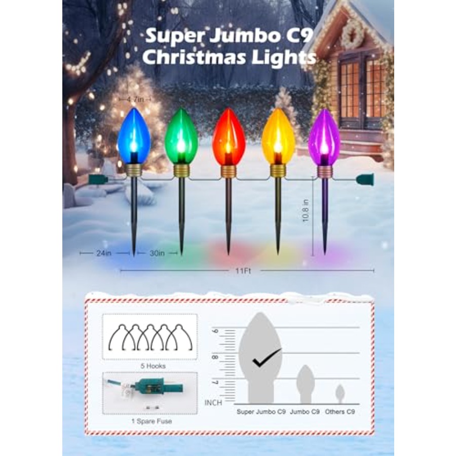 11Feet 5 LED Super Jumbo Chris - مراجعة Xmas Outdoor Lighting Decorations وسعره