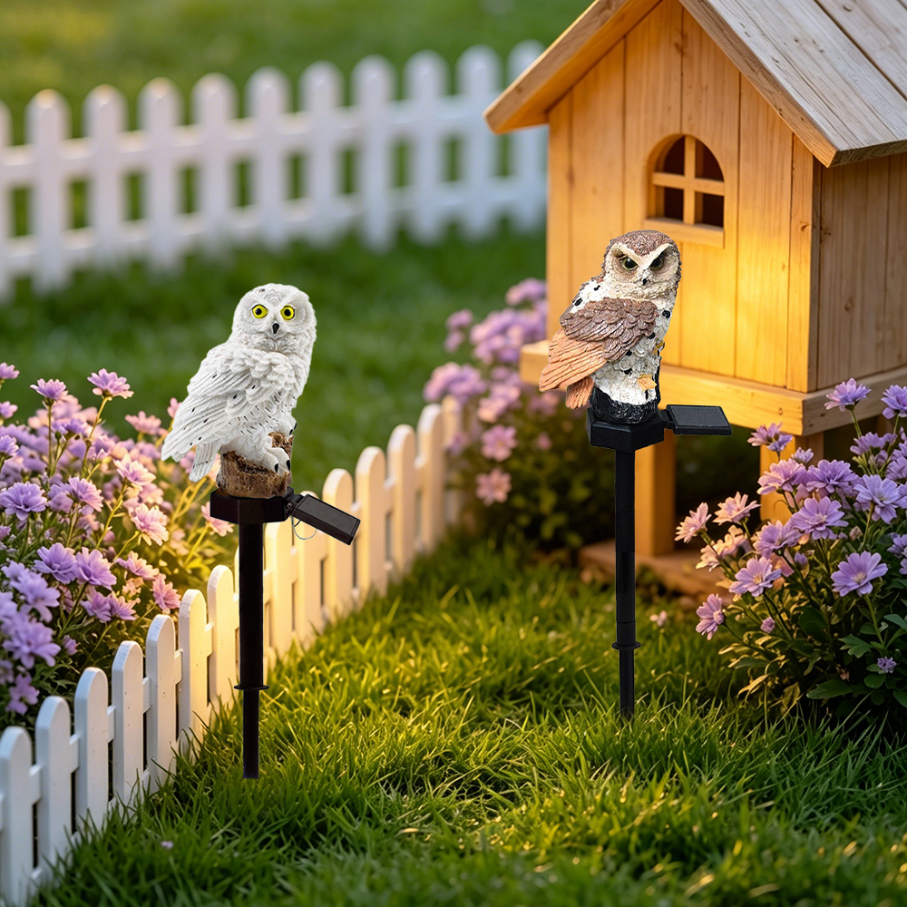 Owl Solar Light, Resin Owl Gro - مراجعة Outdoor Lighting Lamps وسعره