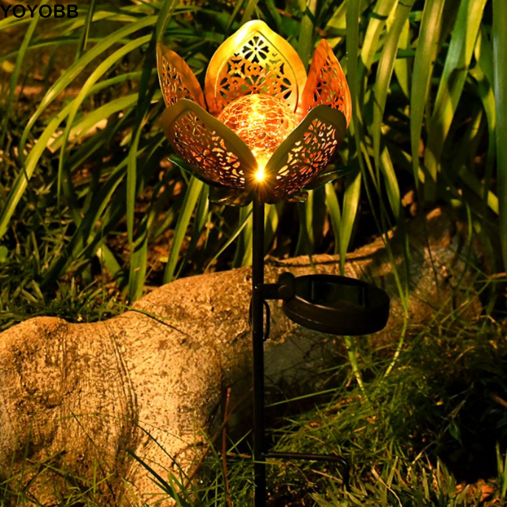 Lotus Shaped Solar Powered Lam - مراجعة Outdoor Lighting Ground Fixtures وسعره