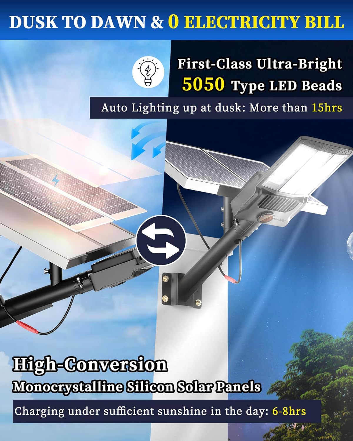 Solar Street Lights Outdoor, C - مراجعة Outdoor Lighting Dusk To Dawn وسعره