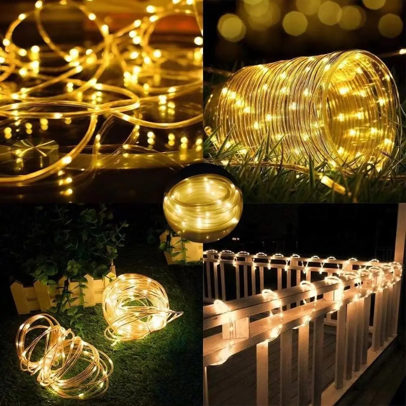 Solar Xmas Rope Light Outdoor  - مراجعة Xmas Outdoor Lighting Decorations وسعره