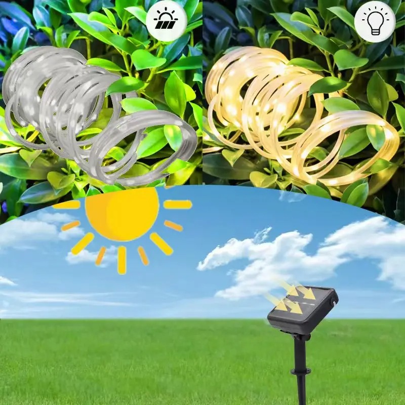Solar Xmas Rope Light Outdoor  - مراجعة Xmas Outdoor Lighting Decorations وسعره
