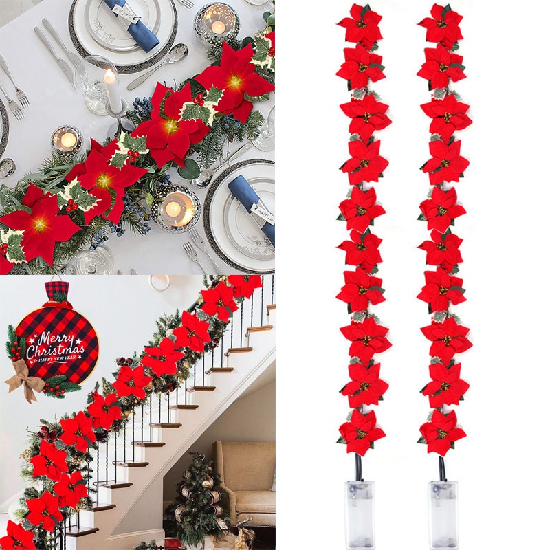 2/3m Christmas Poinsettia Flow - مراجعة Xmas Outdoor Lighting Decorations وسعره