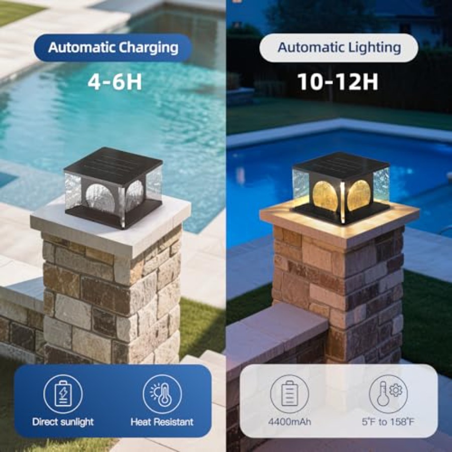 Solar Post Lights 11.8 Pillar  - مراجعة Outdoor Lighting Dusk To Dawn وسعره
