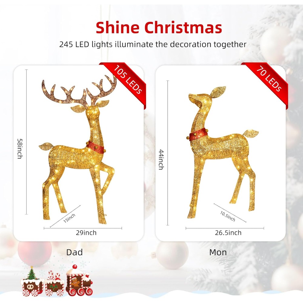 Illuminated 3D Reindeer Family - مراجعة Outdoor Lighting For Your Yard وسعره