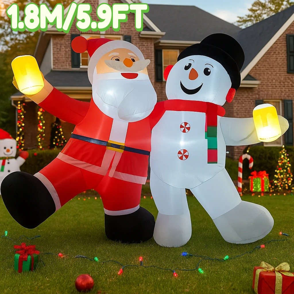 1.8M/5.9FT Inflatable Santa Cl - مراجعة Xmas Outdoor Lighting Decorations وسعره