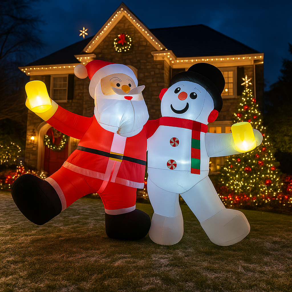 1.8M/5.9FT Inflatable Santa Cl - مراجعة Xmas Outdoor Lighting Decorations وسعره