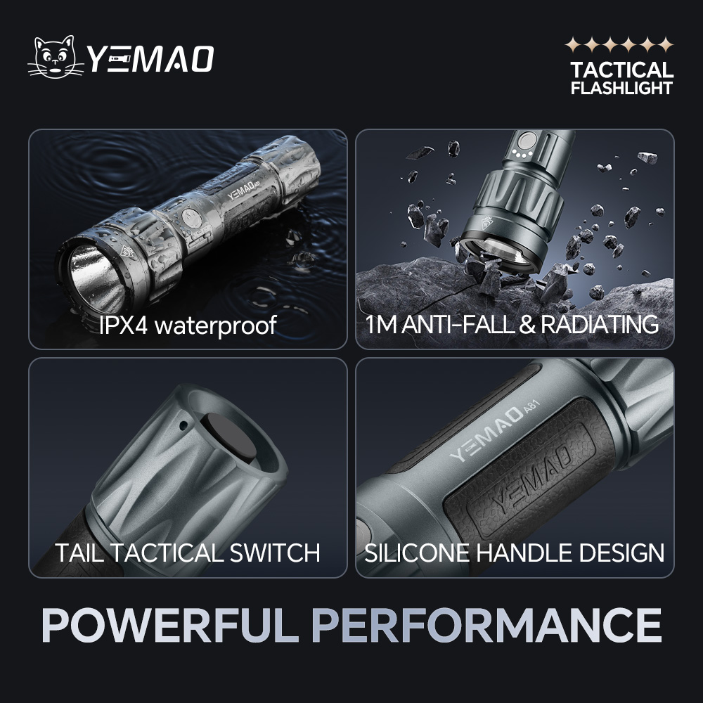 YEMAO-A81 6210LM Flashlight, U - مراجعة Outdoor Lighting Rechargeable وسعره
