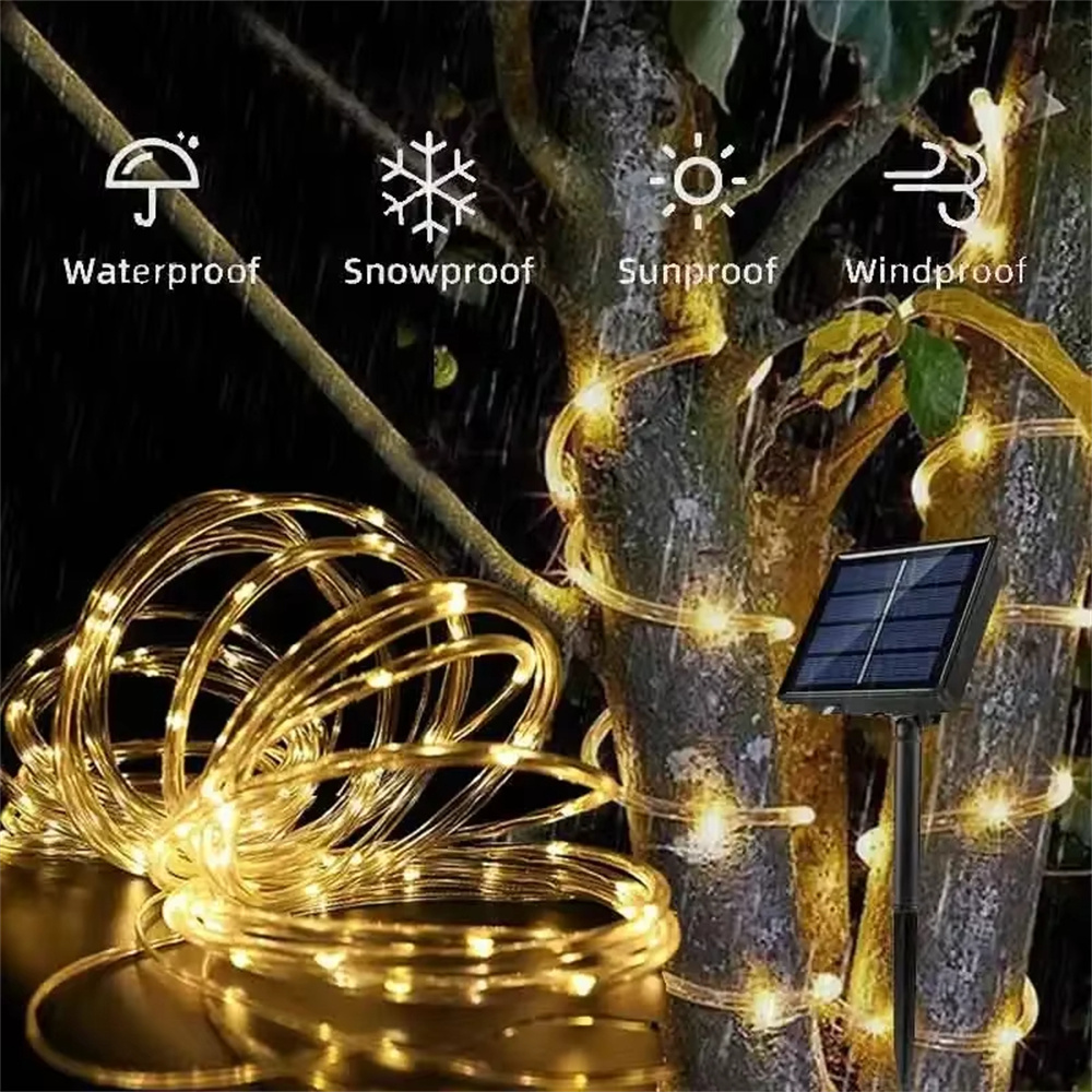Solar Tube Rope Led Fairy Ligh - مراجعة Xmas Outdoor Lighting Decorations وسعره