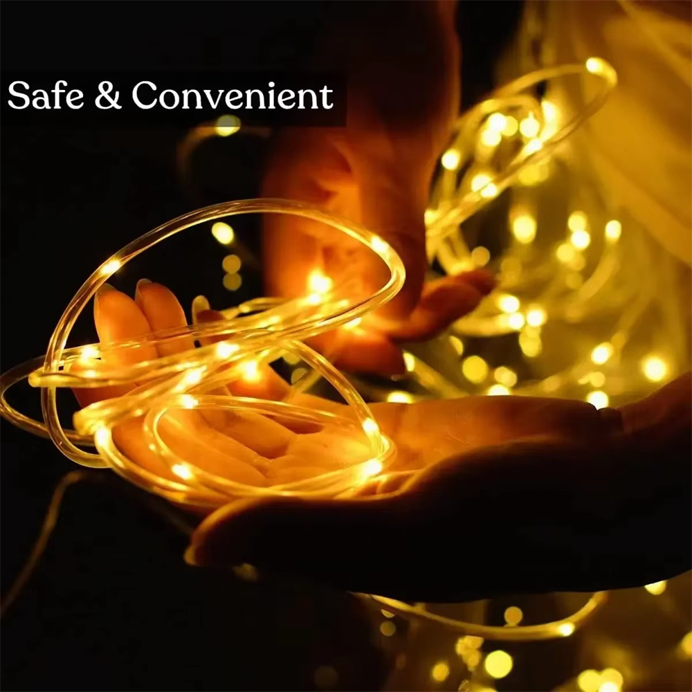 Solar Tube Rope Led Fairy Ligh - مراجعة Xmas Outdoor Lighting Decorations وسعره