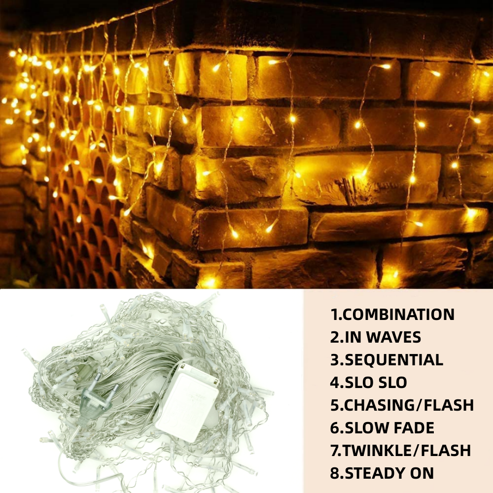 4M LED Curtain Icicle String l - مراجعة Xmas Outdoor Lighting Decorations وسعره