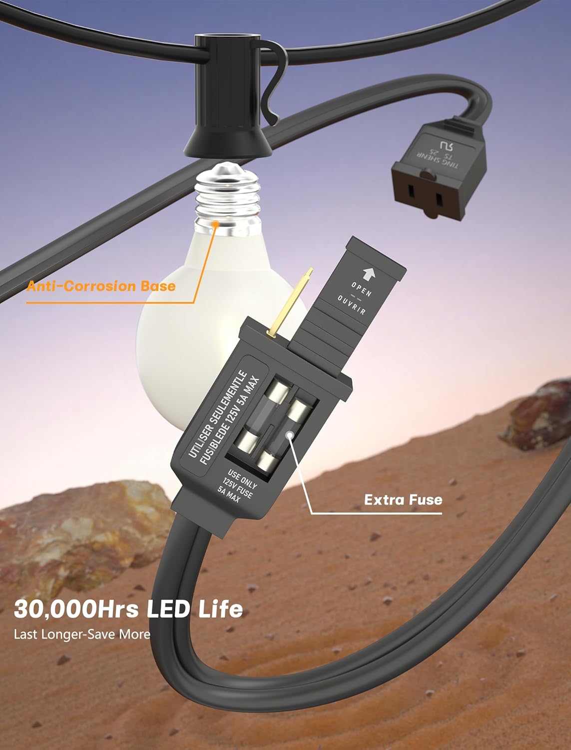 50FT Outdoor String Lights wit - مراجعة Outdoor Lighting For Patio وسعره