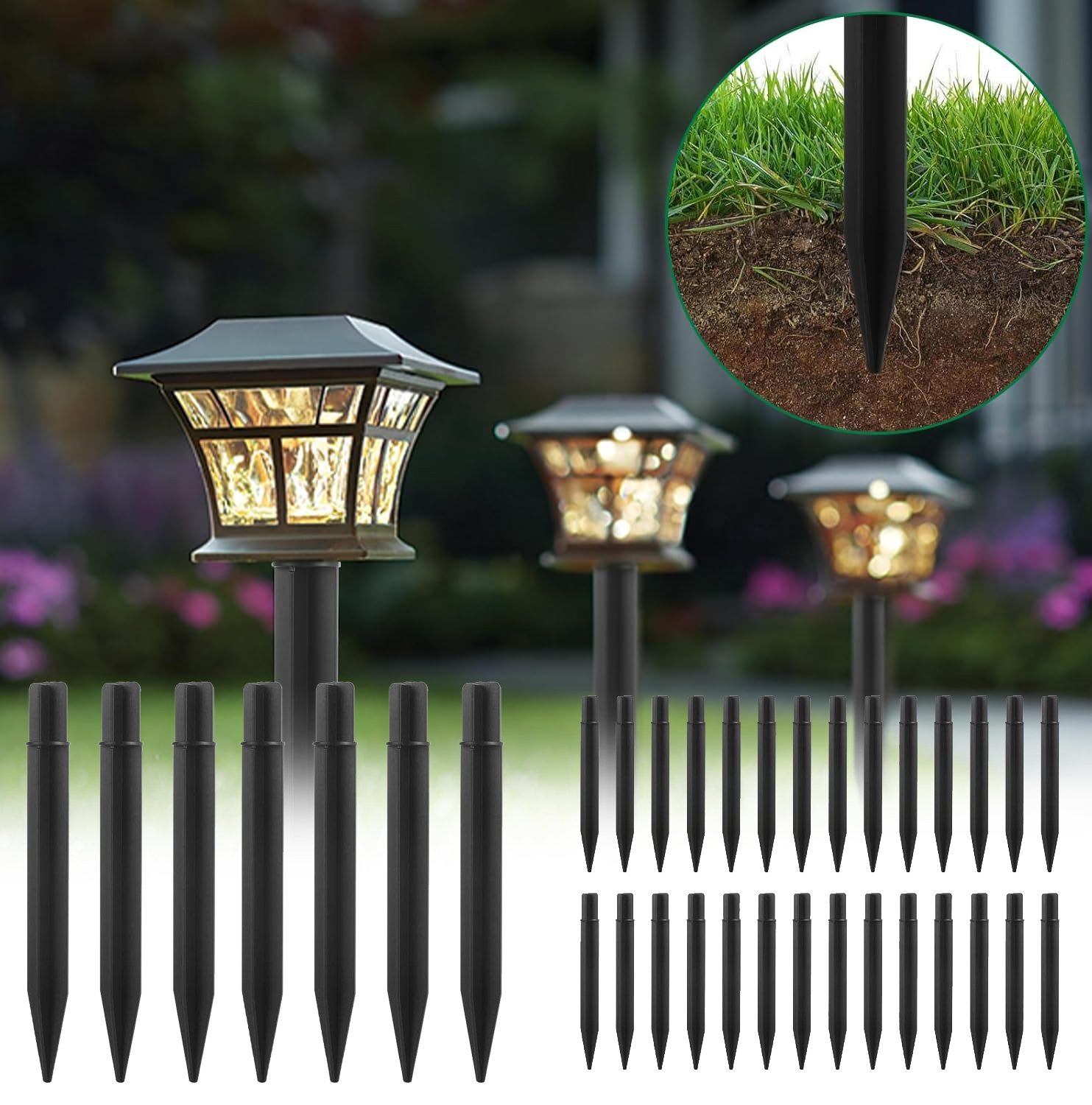 1-32PCS Solar Garden Lights Ou - مراجعة Outdoor Lighting Ground Fixtures وسعره