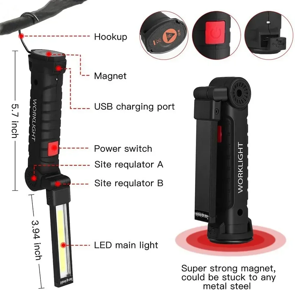LED COB Flashlight USB Recharg - مراجعة Outdoor Lighting Panel وسعره