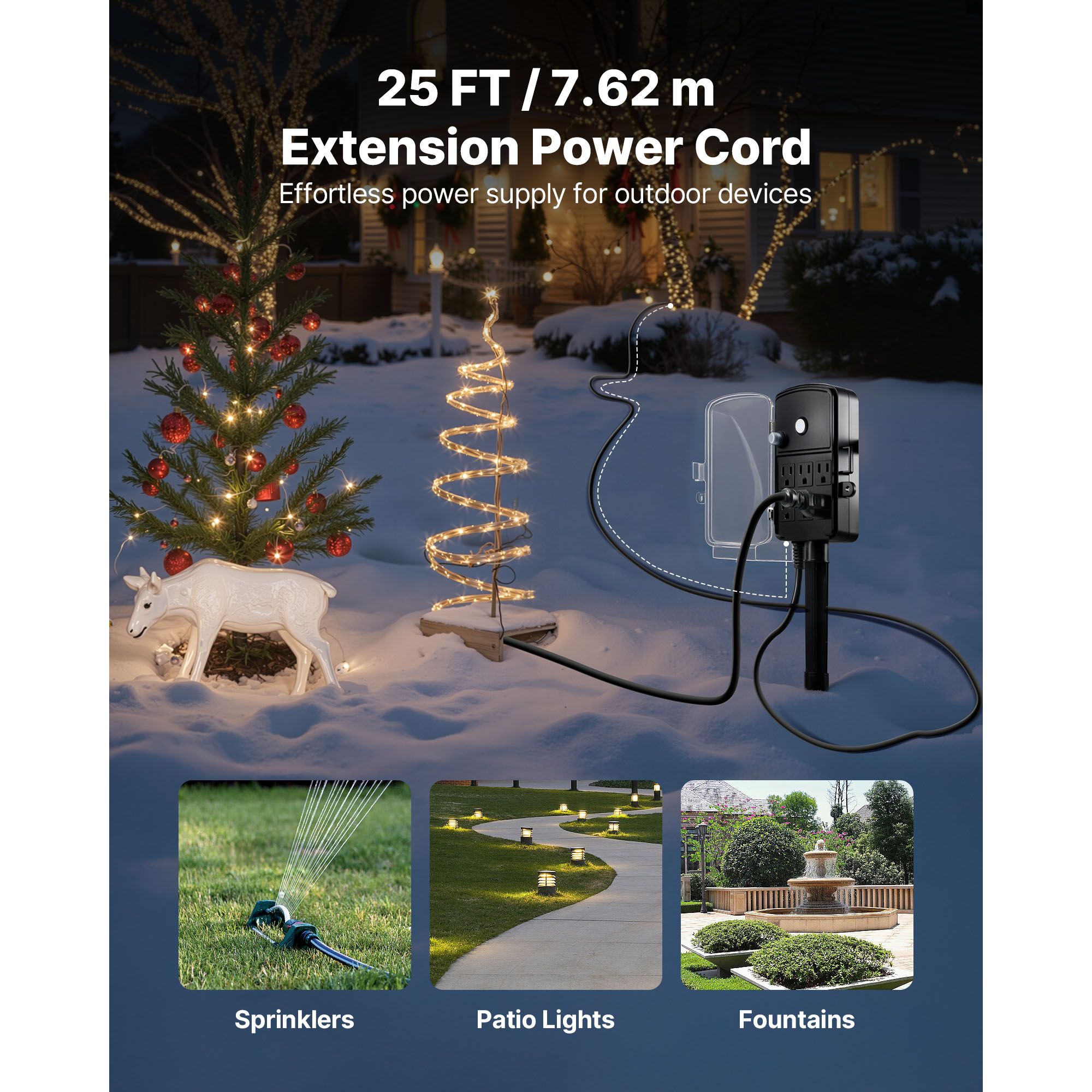 Outdoor Power Stake 25FT Exten - مراجعة Outdoor Lighting With Outlet وسعره