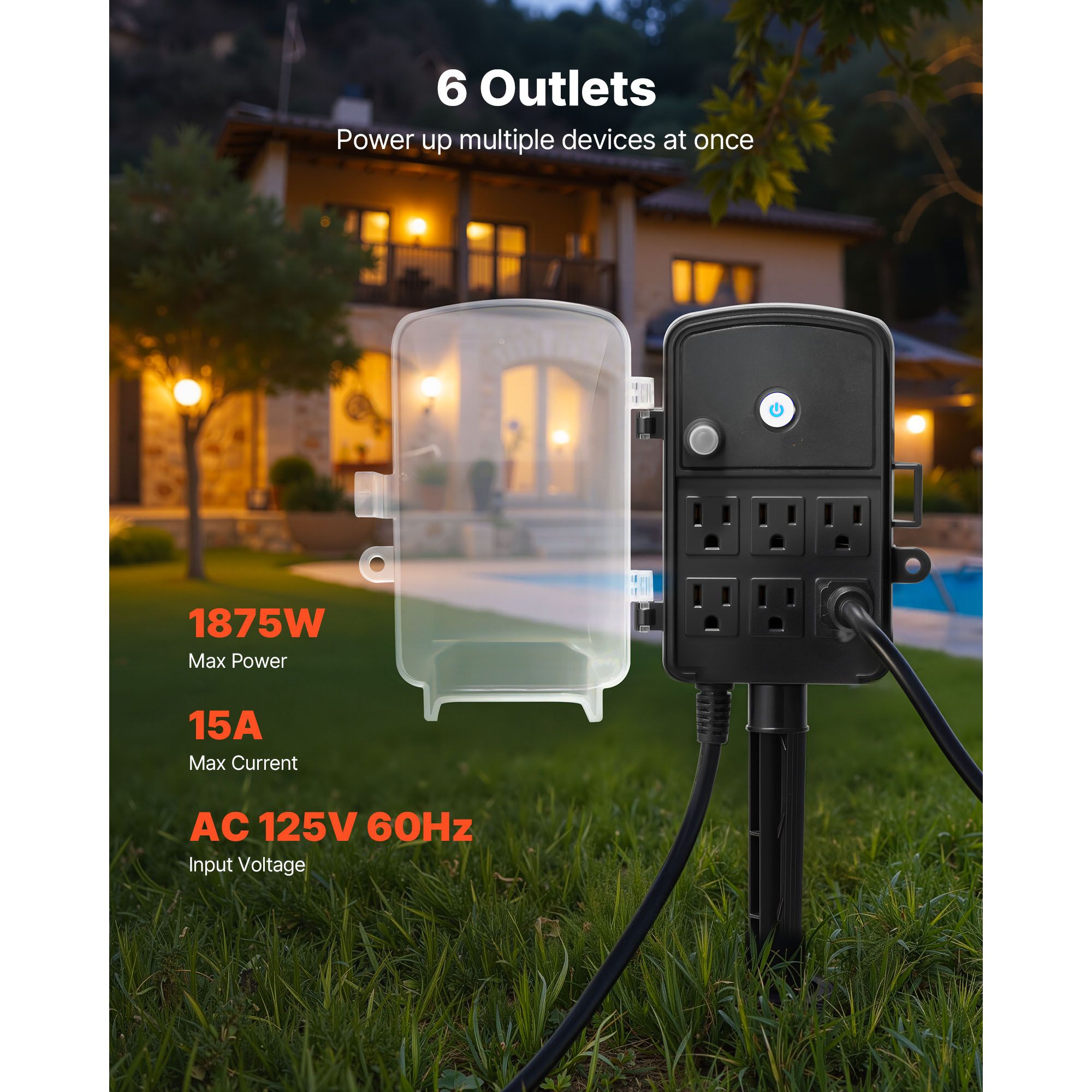 Outdoor Power Stake 25FT Exten - مراجعة Outdoor Lighting With Outlet وسعره