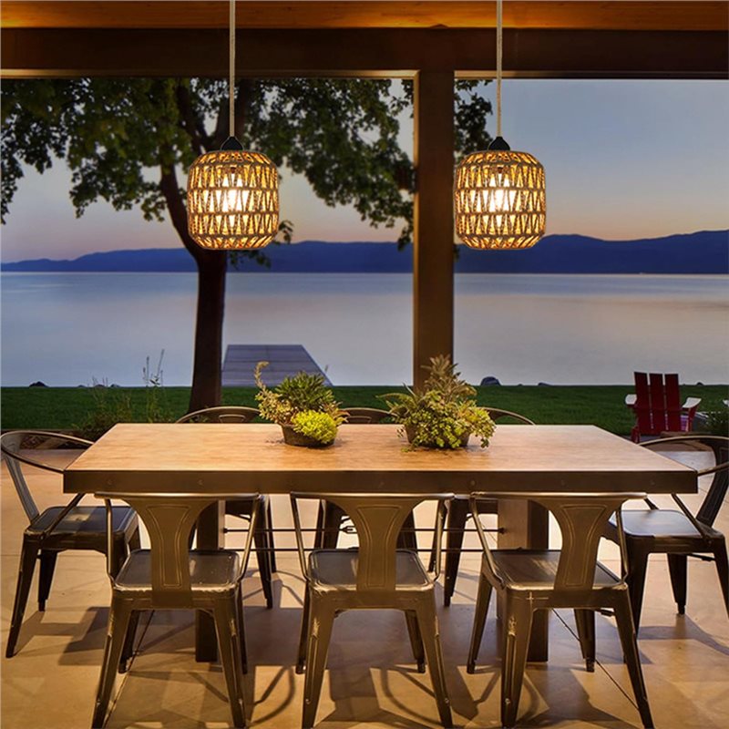 EYFL-Woven Rattan Pendant Batt - مراجعة Outdoor Lighting Chandelier وسعره
