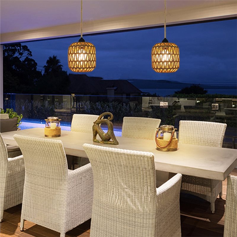 EYFL-Woven Rattan Pendant Batt - مراجعة Outdoor Lighting Chandelier وسعره